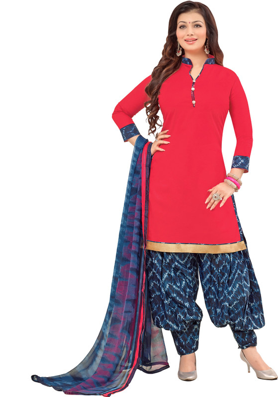 Women Latest Fancy Designer Salwar Suit Cotton Blend Printed, Solid Salwar Suit Material