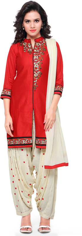 Kvsfab Cotton Blend Embroidered Salwar Suit Material(Semi Stitched) Kvsfab Cotton Blend Embroidered Salwar Suit Material(Semi Stitched)