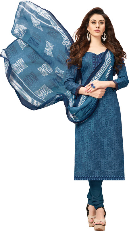 Women Latest Fancy Designer Salwar Suit Cotton Blend Printed, Embroidered Salwar Suit Material