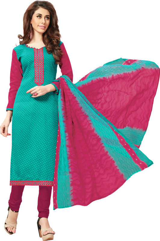 Women Latest Fancy Designer Salwar Suit Cotton Blend Embroidered, Embellished Salwar Suit Material(Unstitched)