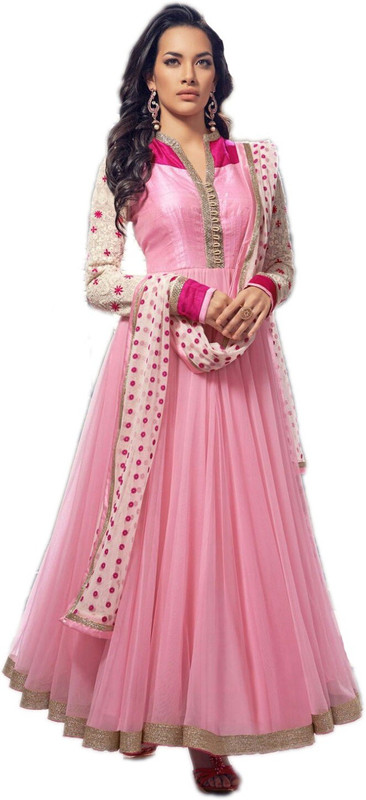 Shree Creation Cotton Blend Embroidered Kurta with Jacket & Bottom Material(Semi Stitched)
