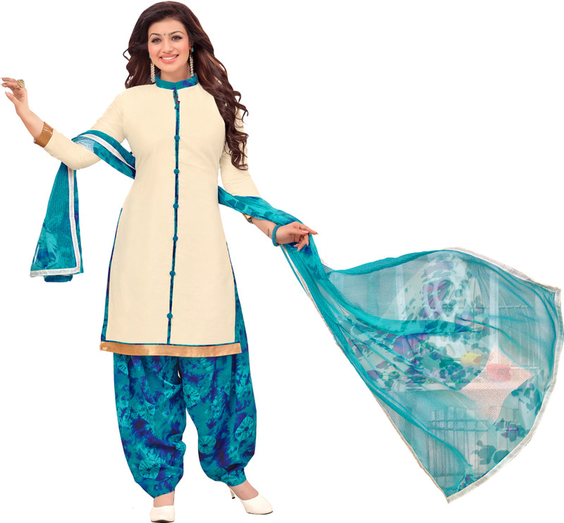 Women Latest Fancy Designer Salwar Suit Cotton Blend Printed, Solid Salwar Suit Material(Unstitched)