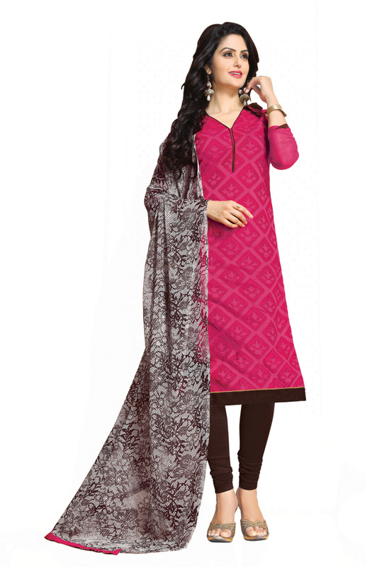 Khushali Poly Chanderi Printed Salwar Suit Material(Semi Stitched) Khushali Poly Chanderi Printed Salwar Suit Material(Semi Stitched)