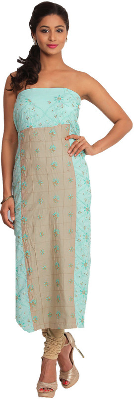 Kasturi-B Swadeshi Karigari Cotton Blend Embroidered Kurta & Palazzo Material(Unstitched)