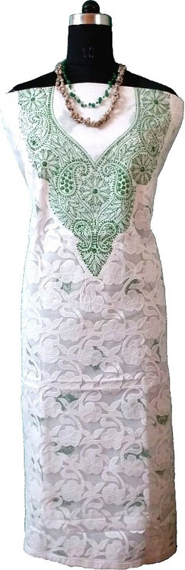 Dream's Designer Cotton Blend Embroidered, Applique Kurta Fabric(Unstitched)
