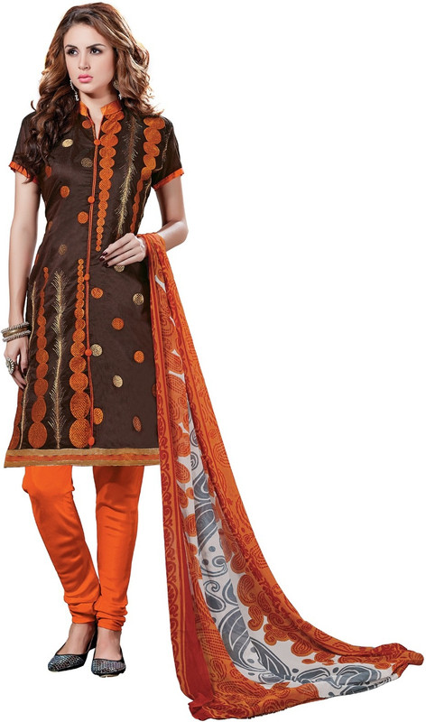 Parisha Poly Silk Embroidered Salwar Suit Material(Unstitched) Parisha Poly Silk Embroidered Salwar Suit Material(Unstitched)