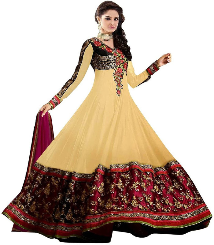 Dream Fashion Poly Georgette Embroidered Salwar Suit Material(Semi Stitched) Dream Fashion Poly Georgette Embroidered Salwar Suit Material(Semi Stitched)