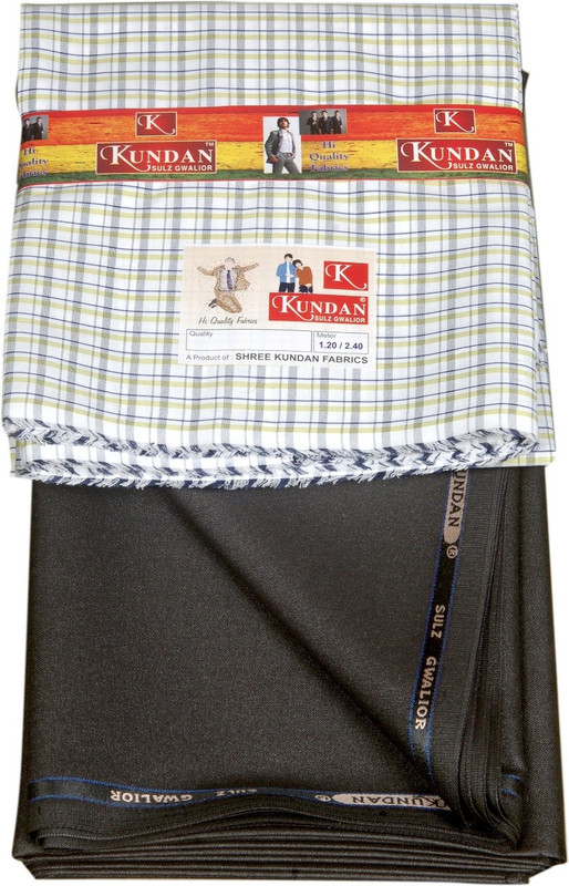 Kundan Polycotton Striped, Solid, Checkered Shirt & Trouser Fabric(Unstitched)