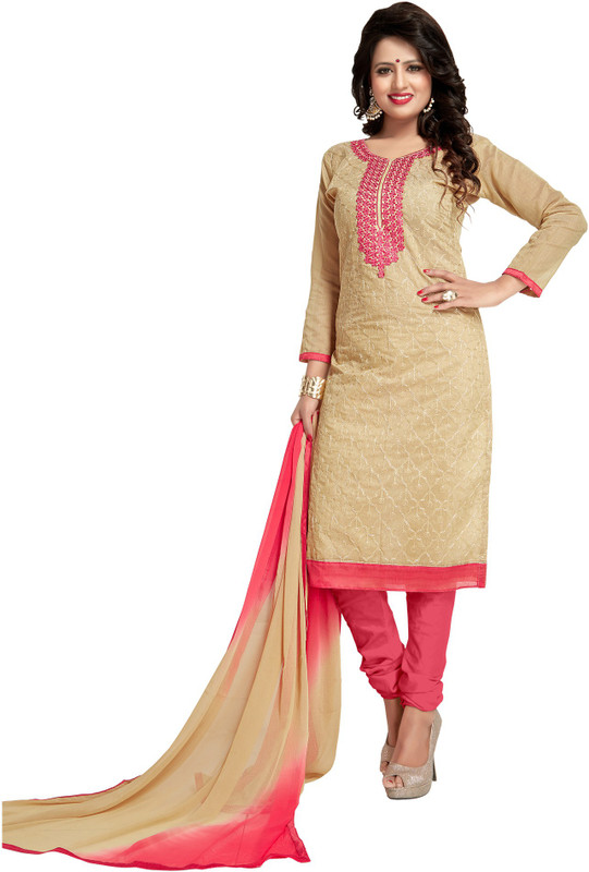 vastra export Poly Chanderi Embroidered Salwar Suit Material(Semi Stitched)