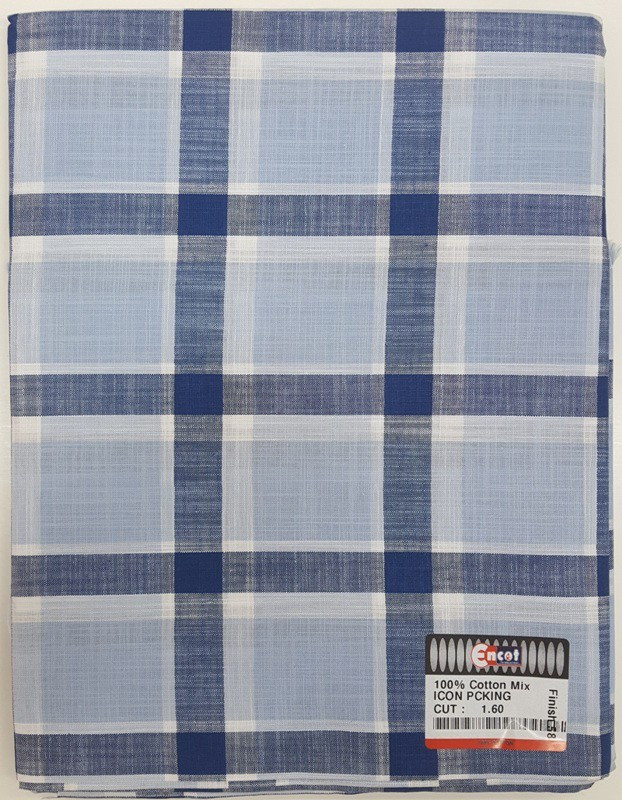 Encot Cotton Blend Checkered Shirt Fabric(Unstitched)
