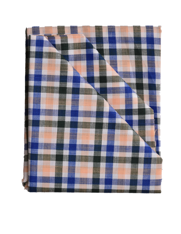 British Terminal Cotton Linen Blend Checkered Shirt Fabric(Unstitched)