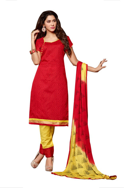 Ligalz Poly Chanderi Printed Salwar Suit Material(Semi Stitched) Ligalz Poly Chanderi Printed Salwar Suit Material(Semi Stitched)