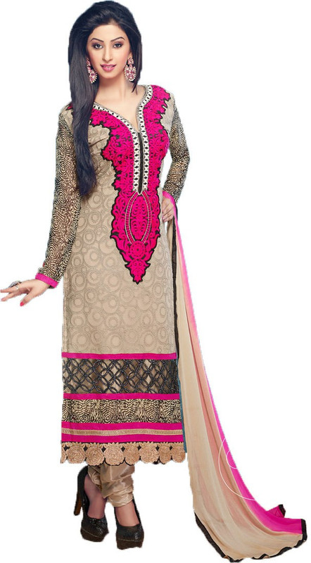 Parishi Fashion Cotton Blend Embroidered Salwar Suit Material(Semi Stitched) Parishi Fashion Cotton Blend Embroidered Salwar Suit Material(Semi Stitched)