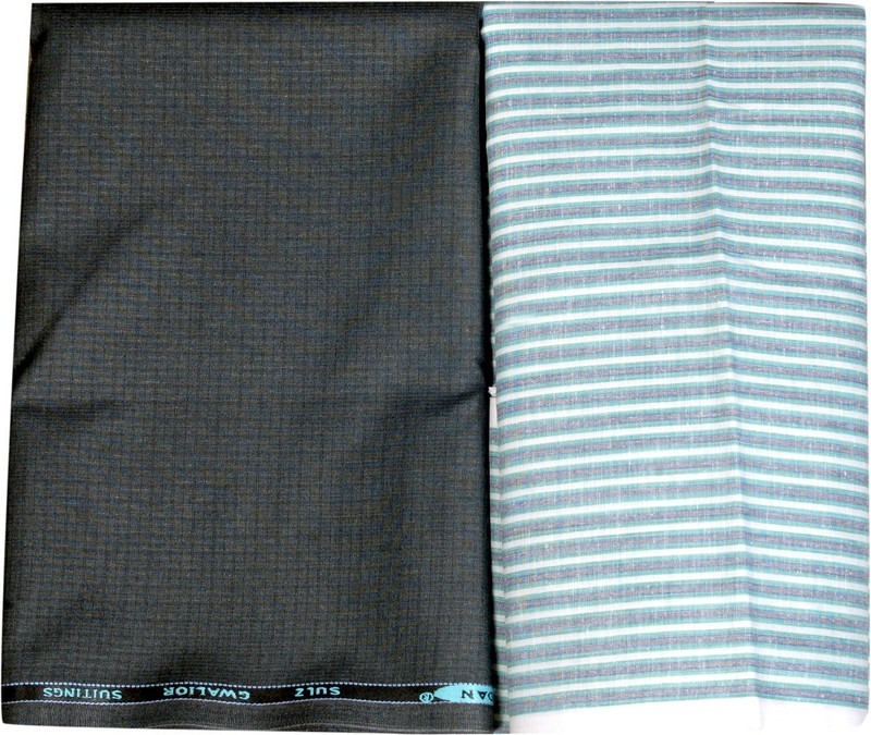 Kundan Polycotton Striped, Checkered Shirt & Trouser Fabric(Semi Stitched)