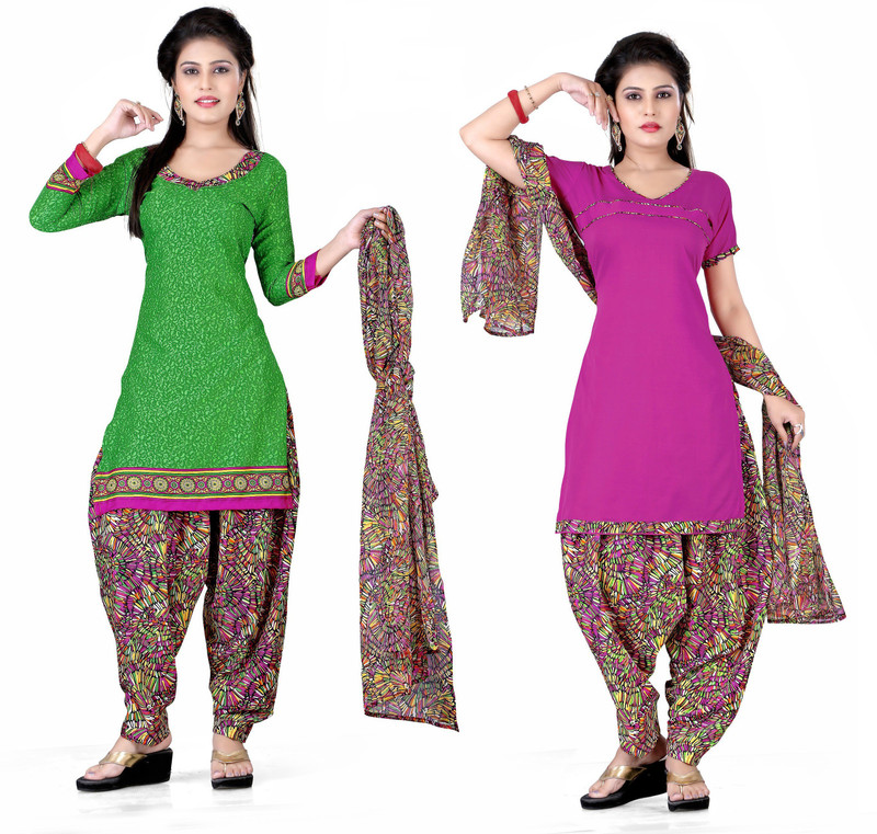 Women Latest Fancy Designer Salwar Suit Poly Crepe Printed, Solid Salwar Suit Material(Unstitched)