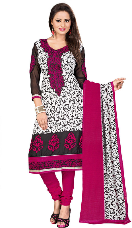 Khoobee Poly Crepe Self Design, Embroidered Salwar Suit Material(Unstitched) Khoobee Poly Crepe Self Design, Embroidered Salwar Suit Material(Unstitched)