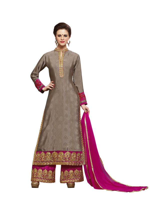 BanoRani Poly Crepe Embroidered Salwar Suit Material(Semi Stitched) BanoRani Poly Crepe Embroidered Salwar Suit Material(Semi Stitched)