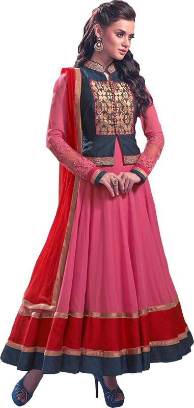 Monika Silk Mill Poly Georgette Embroidered Salwar Suit Material(Unstitched) Monika Silk Mill Poly Georgette Embroidered Salwar Suit Material(Unstitched)