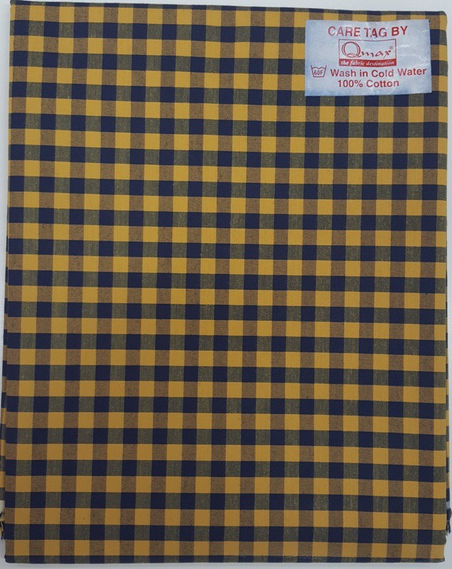 Qmax Cotton Blend Checkered Shirt Fabric(Unstitched)