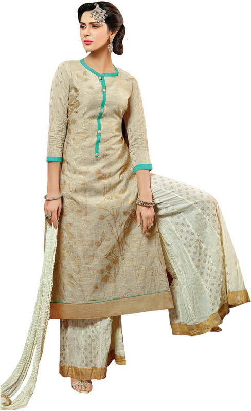 Khushali Poly Chanderi Self Design, Printed Salwar Suit Material(Unstitched) Khushali Poly Chanderi Self Design, Printed Salwar Suit Material(Unstitched)