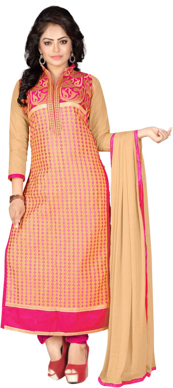 JHEENU Cotton Blend Embroidered Salwar Suit Material(Unstitched) JHEENU Cotton Blend Embroidered Salwar Suit Material(Unstitched)