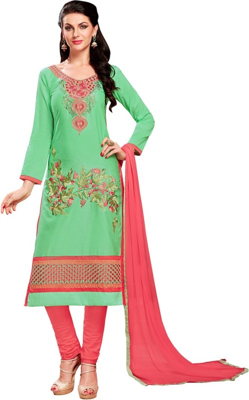 Saara Cotton Blend Embroidered Salwar Suit Material(Unstitched)