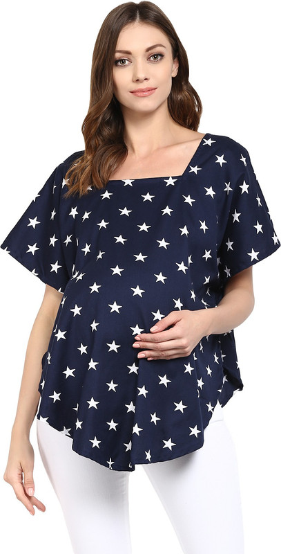 Wobbly Walk 2-in-1 Poncho for Maternity & Nursing Feeding Cloak(Blue)