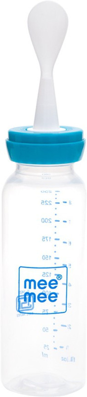 MeeMee 2 In 1 Baby Feeding Bottle with Spoon - 250 ml(Blue)