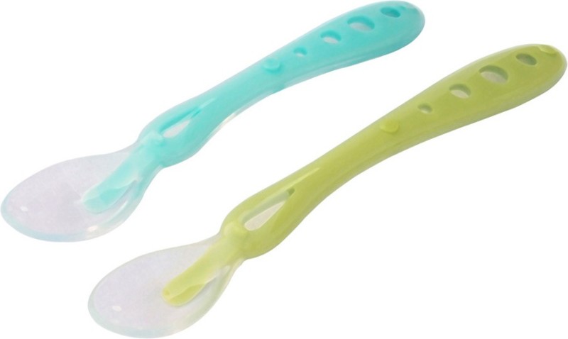 Health And Yoga Silicone Feeding Spoons for Infants – Set of 2 - Silicone(Sage Green, Sea Blue)