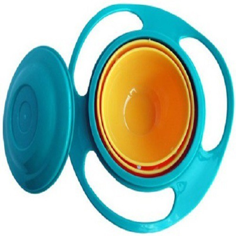 Connectwide Gyro Magic Bowl 360 Rotate Spill Proof  - Plastic(Blue, Orange) RS.229 (54.00% Off) - Flipkart