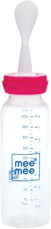 MeeMee 2 In 1 Baby Feeding Bottle with Spoon - 250 ml(Pink)
