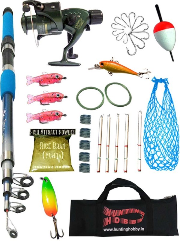 Hunting Hobby OSP Fishing 7Ft Rod,Reel,Accessories Complete Kit Red, Blue, Green Fishing Rod(210 cm, 0.17 kg, Red, Blue, Green)