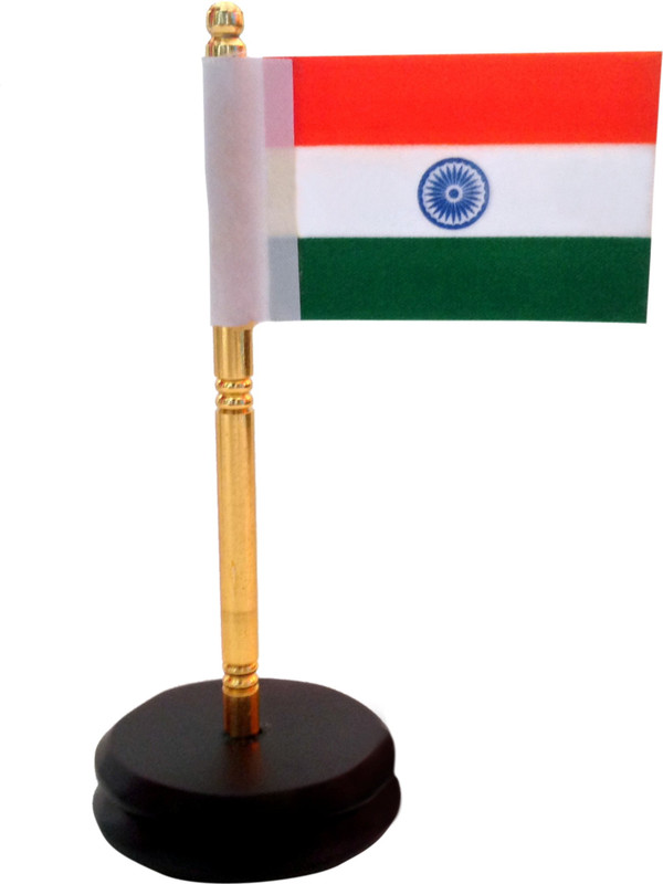 ManeKo India Premium Brass Single Stand with Round Shape MDF Base Double Sided Wind Car Dashboard Flag Flag(Rayon) ManeKo India Premium Brass Single Stand with Round Shape MDF Base Double Sided Wind Car Dashboard Flag Flag(Rayon)