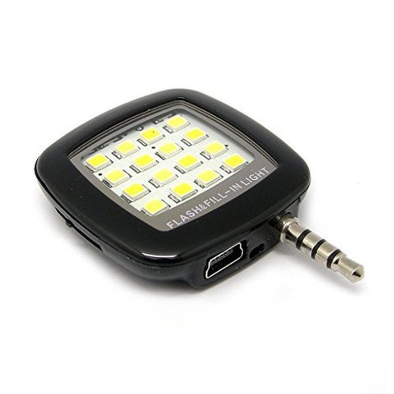 gadgetech Portable Mini 16 LED Night Using Selfie Flash Fill-in Light Pocket Spotlight for all smartphones & apple phones Flash(White, Black)