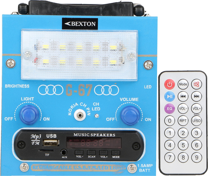 Bexton Rechargeable Multimedia G067 LED with USB/AUX/TF and Remote FM Radio(Blue)