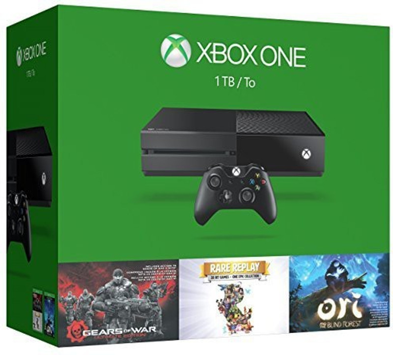 Microsoft 3966507 500 GB with Xbox One 1TB Console - 3 Games Holiday Bundle (Gears of War: Ultimate Edition + Rare Replay + Ori and the Blind Forest)(Black)