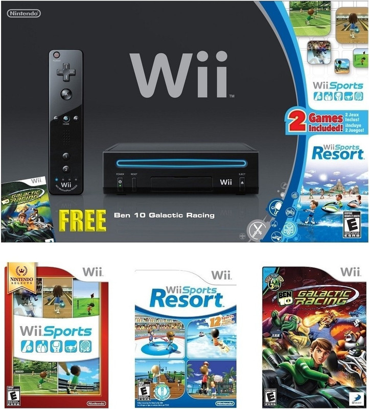 Nintendo Wii with 3 Game Bundle Pack(Black)