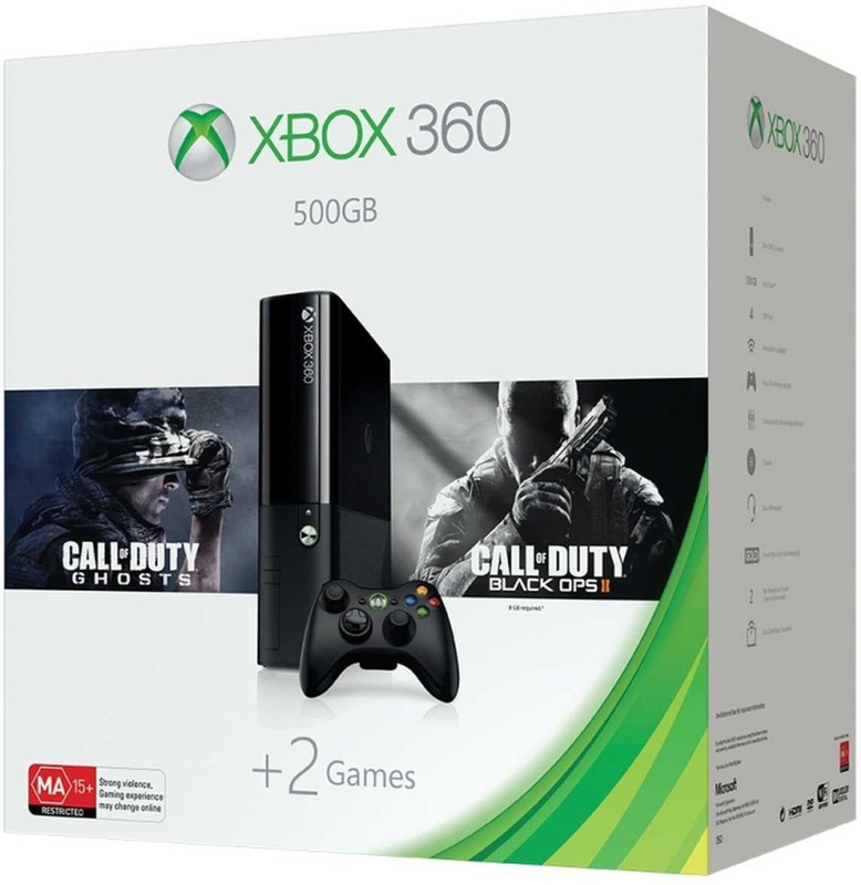 Microsoft Xbox 360 E 500 GB with Call of Duty Ghosts and Black Ops II(Black)