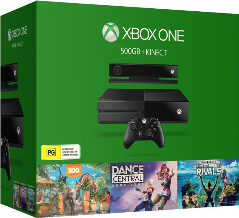 Microsoft Xbox One 500 GB & Kinect with Kinect Sports Rivals, Dance Central and Zoo Tycoon(Black)