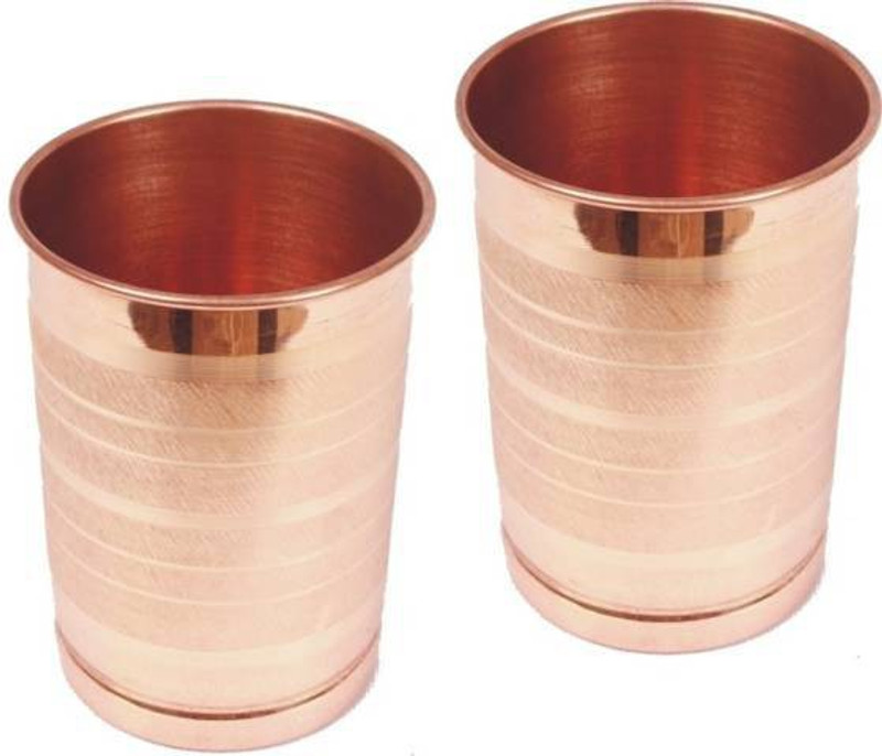 jaiguruji Handmade Pure Copper Glass Tumbler Cup (Set of 2 )for Good Health Benefit Yoga Ayurveda Glass Set(Copper, 150 ml, Gold, Pack of 2)