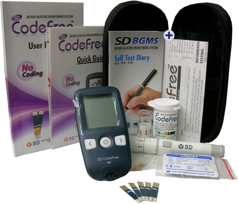 SD Codefree Meter With 110 Strips Glucometer(Black) RS.4340 (53.00% Off) - Flipkart