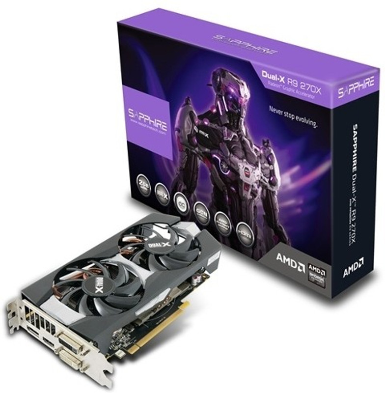 Sapphire AMD/ATI Radeon Dual-X R9 270X with Boost OC 2 GB 2 GB DDR5 Graphics Card