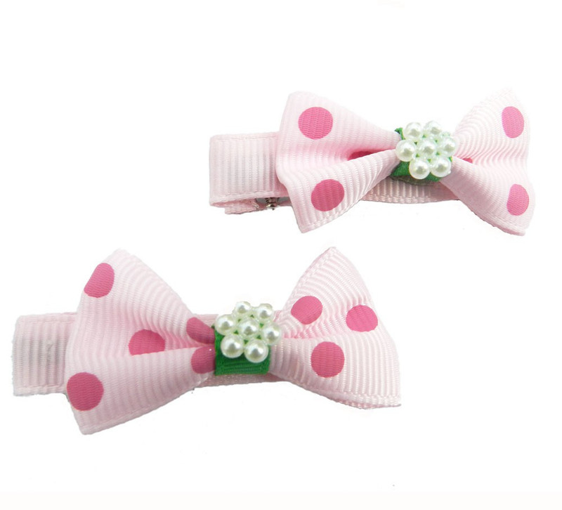 Pikaboo Dainty Bows With Pearl - Alligator Hair Clip(Pink)