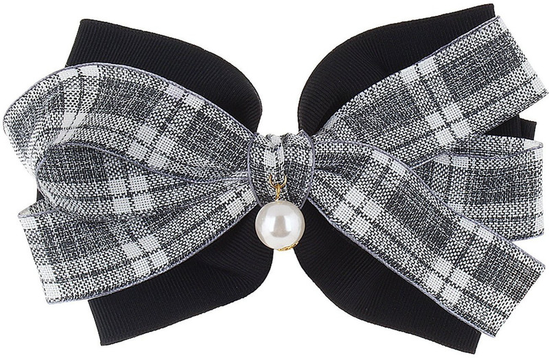 Fayon Chic Stylish White Printed Bow Style Black Hair Clip(White)