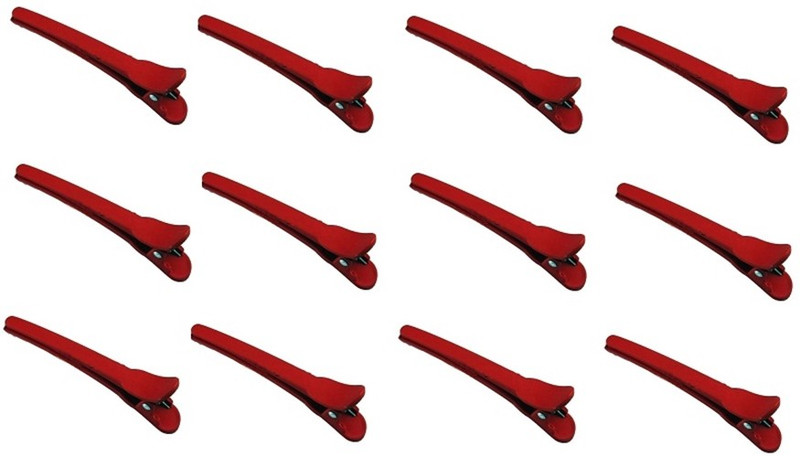 Majik Red Section Set of 12 Hair Clip(Red)