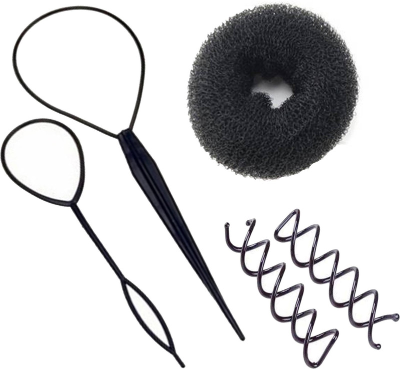 SENECIO??? 'S Topsy Tail Donut Bun Maker & Spin Spiral Pin Combo Pack Hair Accessory Set(Black) SENECIO??? 'S Topsy Tail Donut Bun Maker & Spin Spiral Pin Combo Pack Hair Accessory Set(Black)
