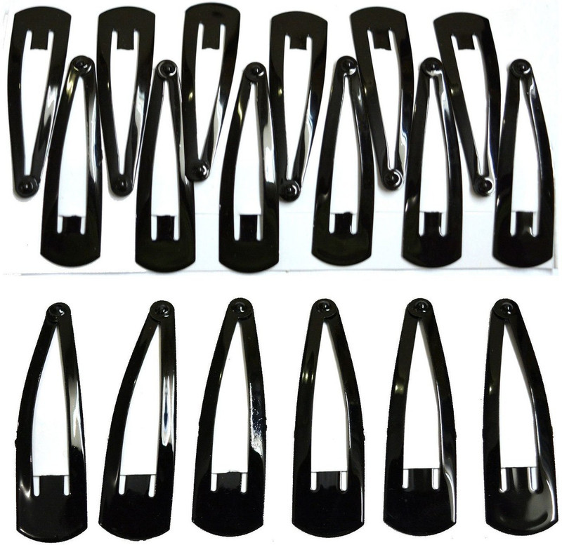 Happy Hours Daily Use Black Metal Triangular Tic Tac Hair Clips for Girls and Women (Combo of 6 long & 12 short Clips) Hair Clip(Black)