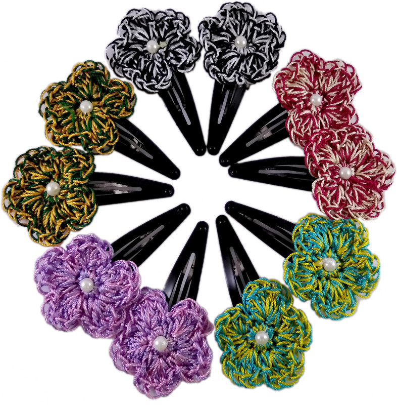 Threads N Ribbons Crochet Multi Color Hair Clip(Multicolor)