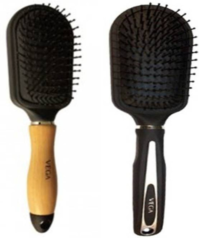 Vega Cushioned Brush H3-CB & Flat Brush E7-FB (Pack OF 2)
