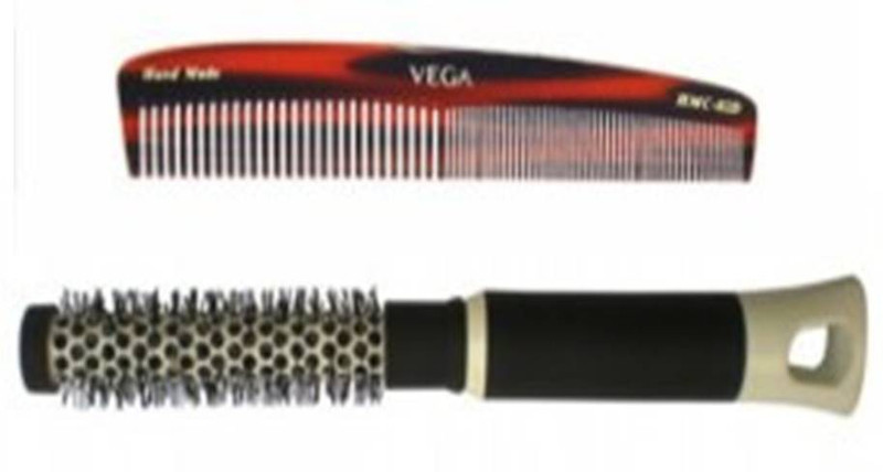 Vega Hot Curl Brush - Super Small H1-PRSN & Graduated Dressing Comb ( HMC-02D(Pack Of 2)